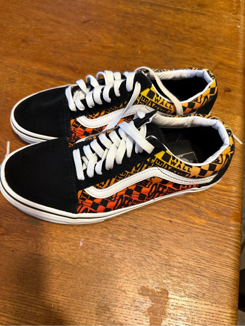 Vans Low Top Sneakers - Black with Orange and Yellow Graphic